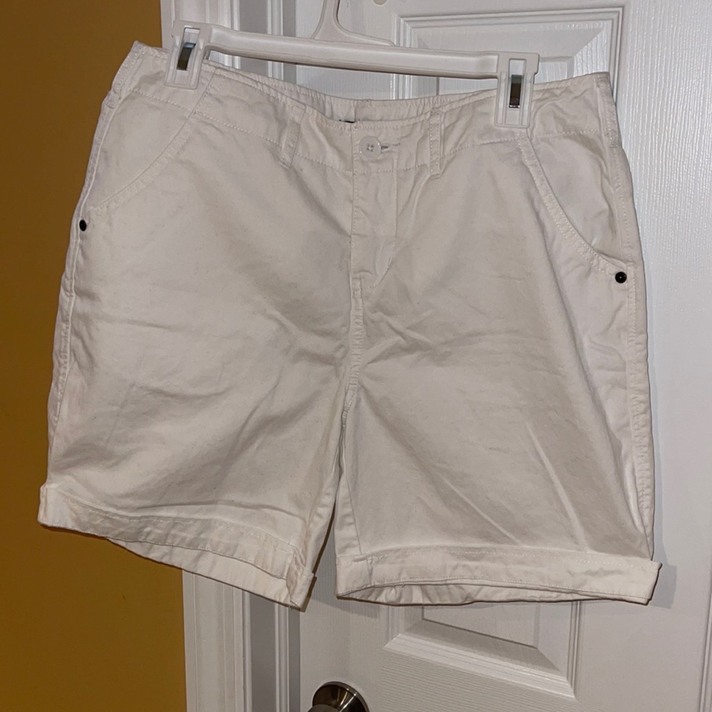 White Zip Fly Shorts